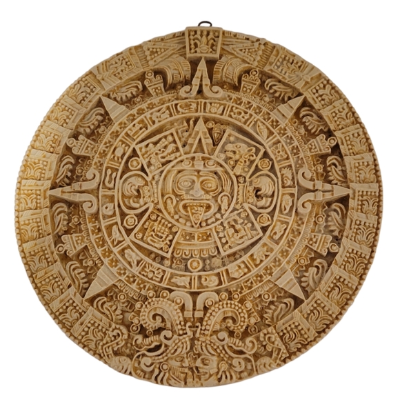 Ceramic 10.5" Round Aztec Calendar Wall Art Mexico. Gorgeous intricate detailed - Picture 1 of 6